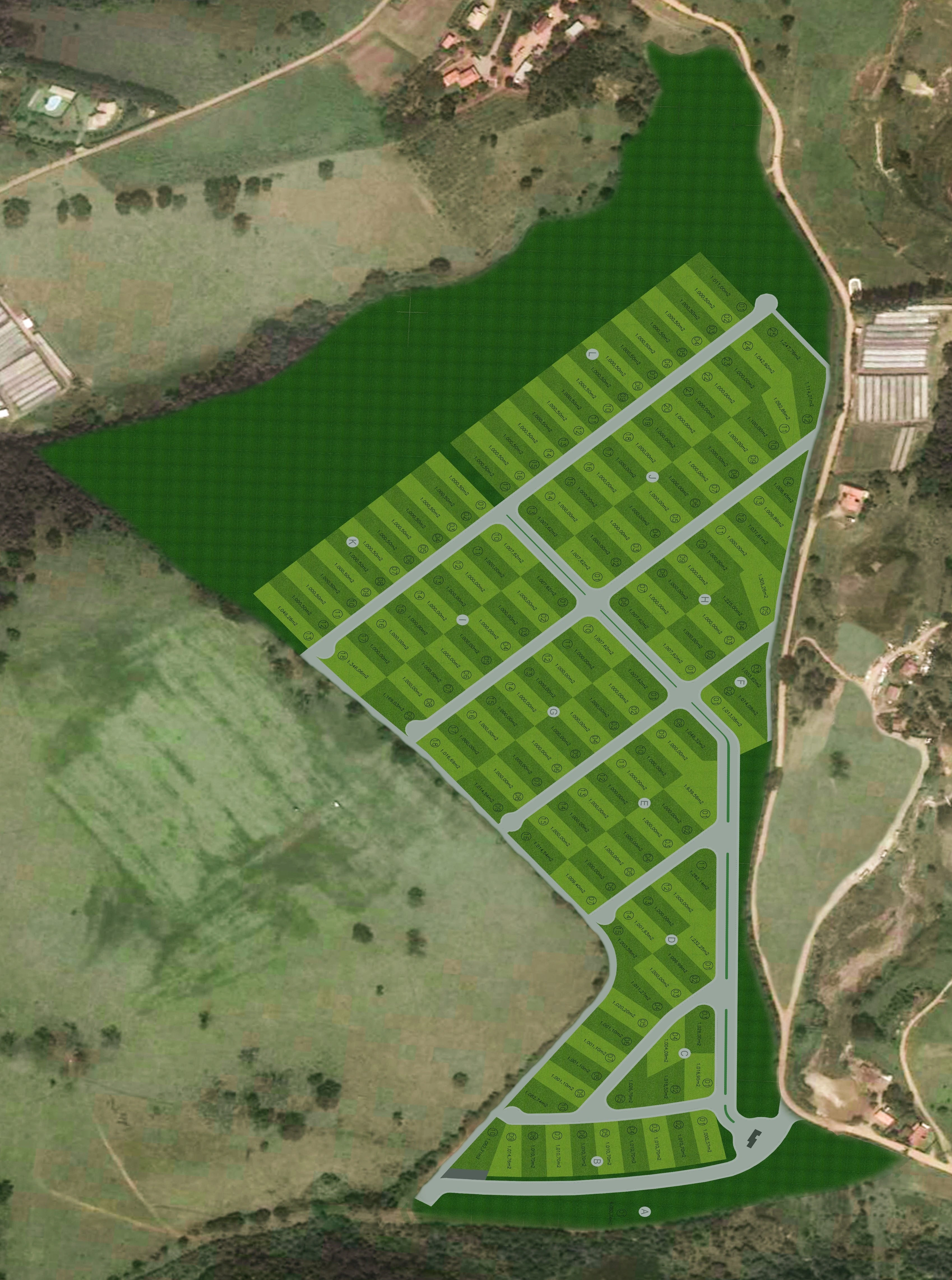 Implantação completa dos lotes do Residencial Eldorado, disponível para ampliação